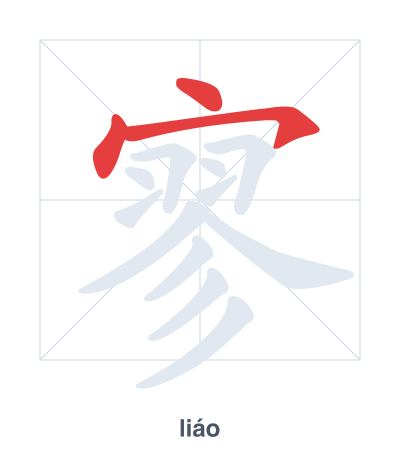Stroke order practice for 寥 - liáo