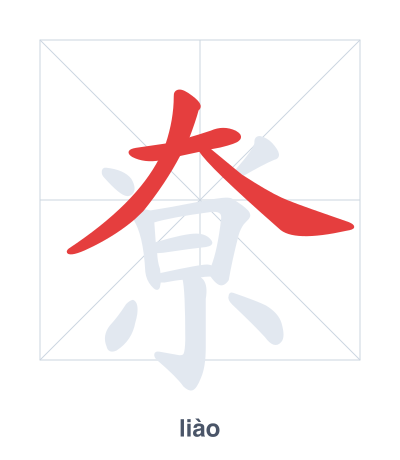 Stroke order practice for 尞 - liào