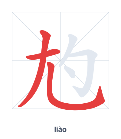 Stroke order practice for 尥 - liào