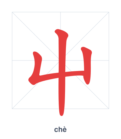 Stroke order practice for 屮 - chè