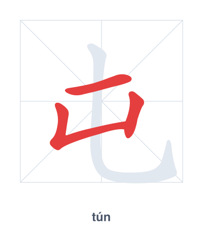Stroke order practice for 屯 - tún