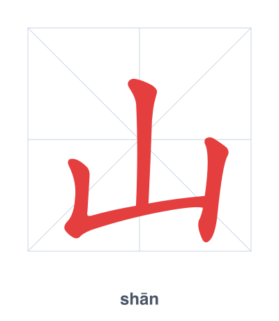 Stroke order practice for 山 - shān