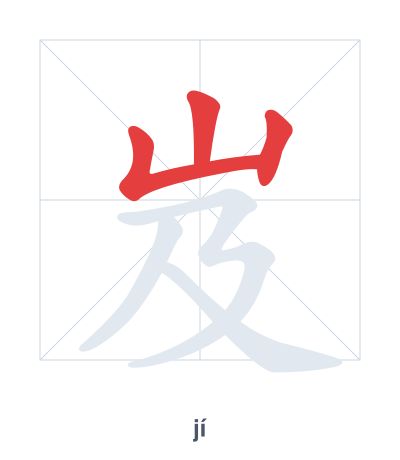 Stroke order practice for 岌 - jí