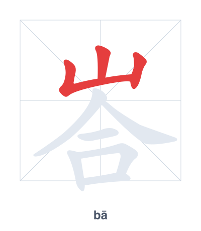 Stroke order practice for 峇 - bā