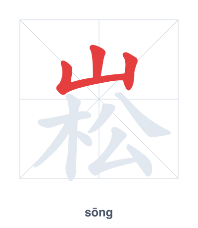 Stroke order practice for 崧 - sōng