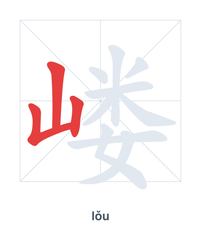 Stroke order practice for 嵝 - lǒu