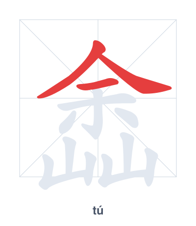 Stroke order practice for 嵞 - tú
