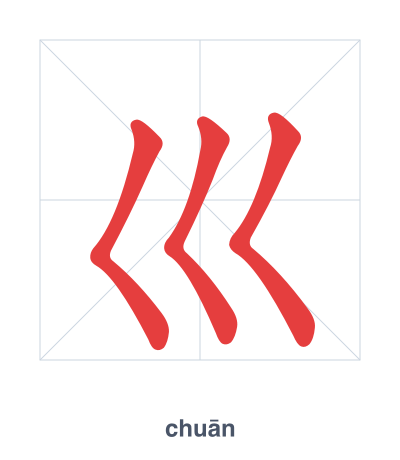 Stroke order practice for 巛 - chuān