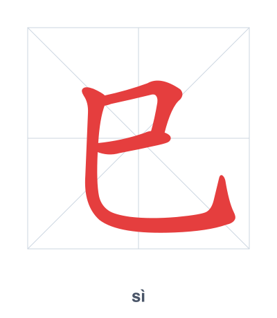 Stroke order practice for 巳 - sì
