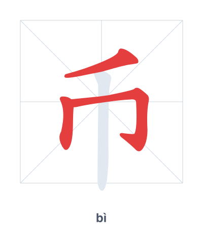 Stroke order practice for 币 - bì