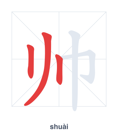 Stroke order practice for 帅 - shuài