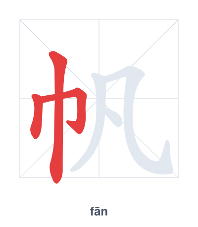 Stroke order practice for 帆 - fān