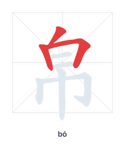 Stroke order practice for 帛 - bó