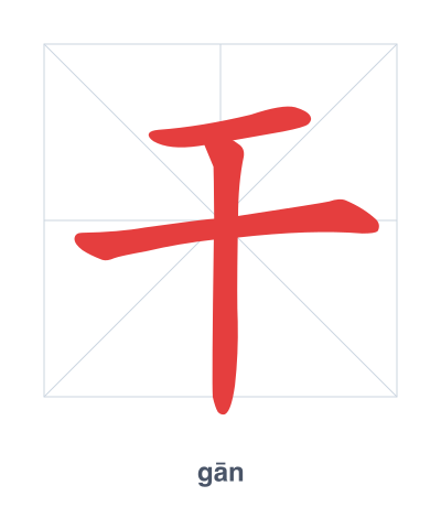 Stroke order practice for 干 - gān