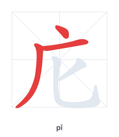 Stroke order practice for 庀 - pǐ