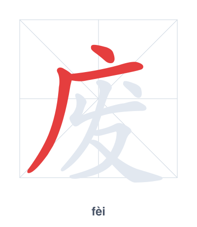 Stroke order practice for 废 - fèi