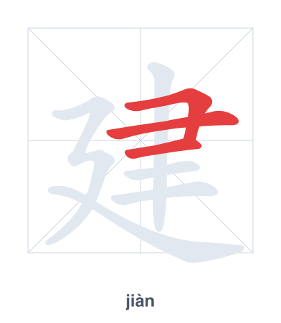 Stroke order practice for 建 - jiàn