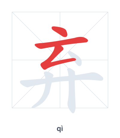 Stroke order practice for 弃 - qì