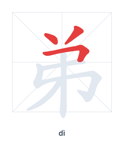 Stroke order practice for 弟 - dì