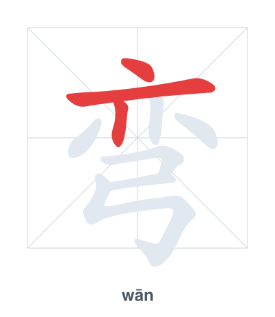 Stroke order practice for 弯 - wān