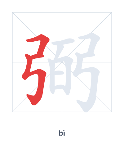 Stroke order practice for 弼 - bì