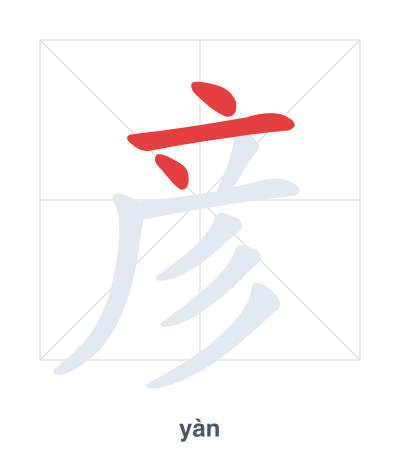 Stroke order practice for 彦 - yàn