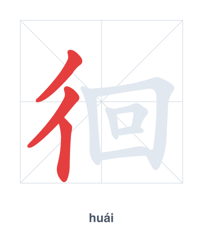 Stroke order practice for 徊 - huái