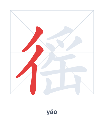 Stroke order practice for 徭 - yáo