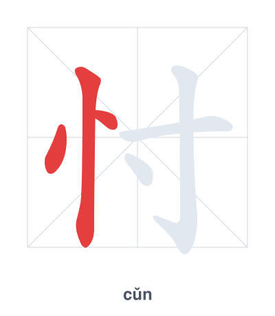 Stroke order practice for 忖 - cǔn