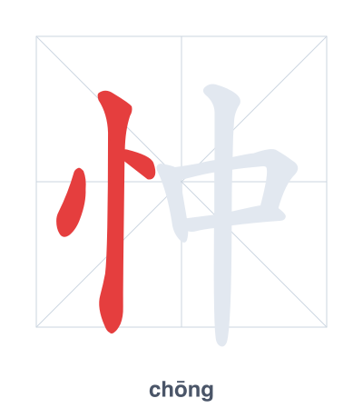 Stroke order practice for 忡 - chōng