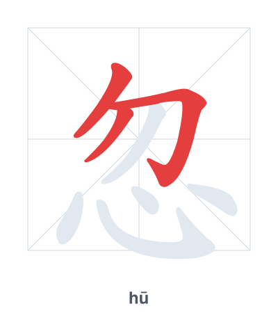 Stroke order practice for 忽 - hū
