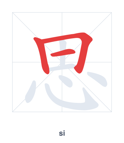 Stroke order practice for 思 - si