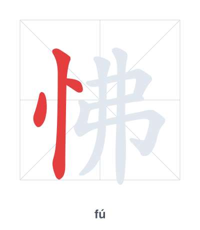 Stroke order practice for 怫 - fú