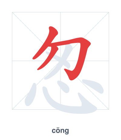 Stroke order practice for 怱 - cōng