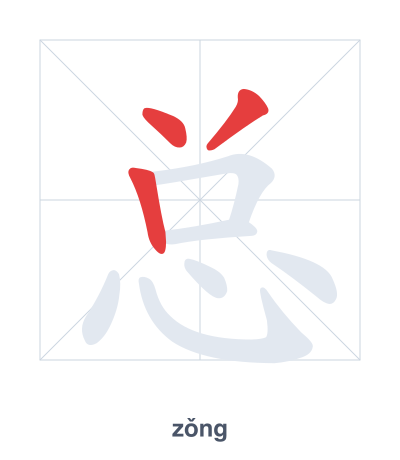 Stroke order practice for 总 - zǒng