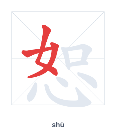 Stroke order practice for 恕 - shù