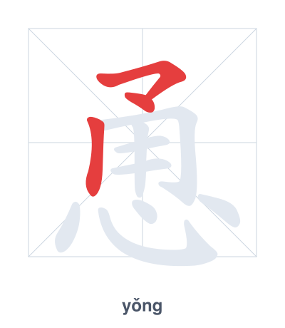 Stroke order practice for 恿 - yǒng