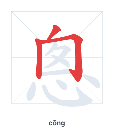Stroke order practice for 悤 - cōng