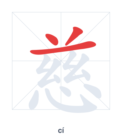 Stroke order practice for 慈 - cí