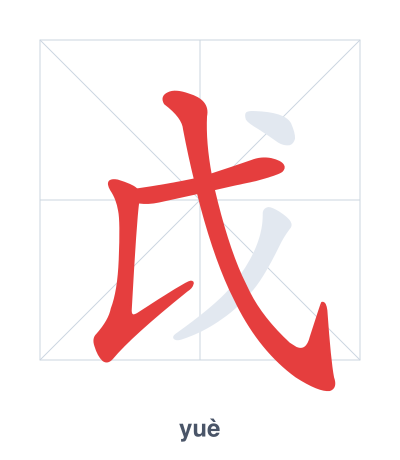 Stroke order practice for 戉 - yuè