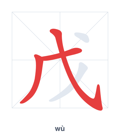 Stroke order practice for 戊 - wù