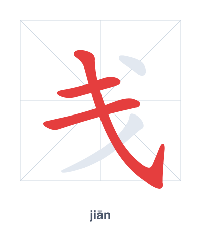 Stroke order practice for 戋 - jiān