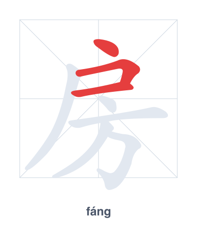 Stroke order practice for 房 - fáng