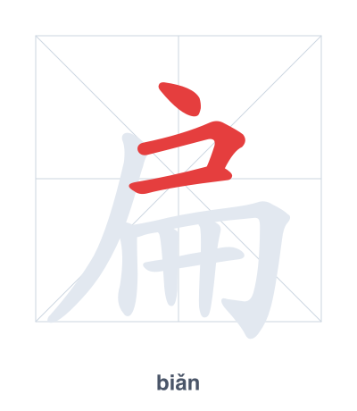 Stroke order practice for 扁 - biǎn
