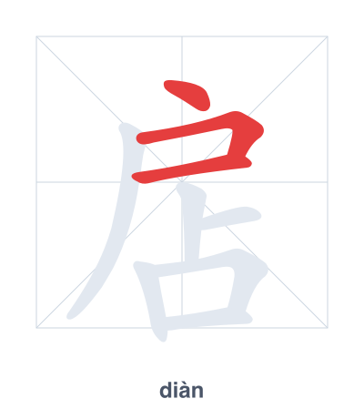 Stroke order practice for 扂 - diàn