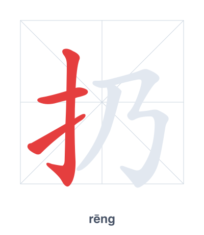 Stroke order practice for 扔 - rēng