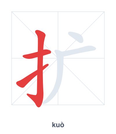 Stroke order practice for 扩 - kuò