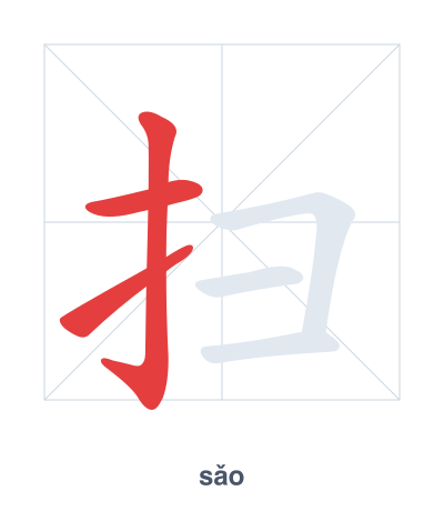 Stroke order practice for 扫 - sǎo