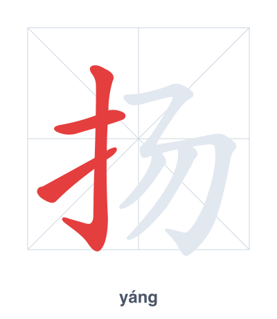 Stroke order practice for 扬 - yáng