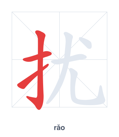 Stroke order practice for 扰 - rǎo
